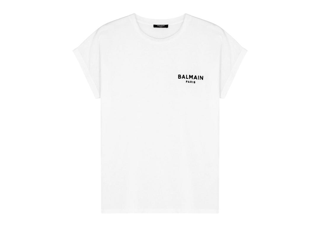 Balmain Balmain Logo Printed Cotton Jersey T-shirt In Black Logo White