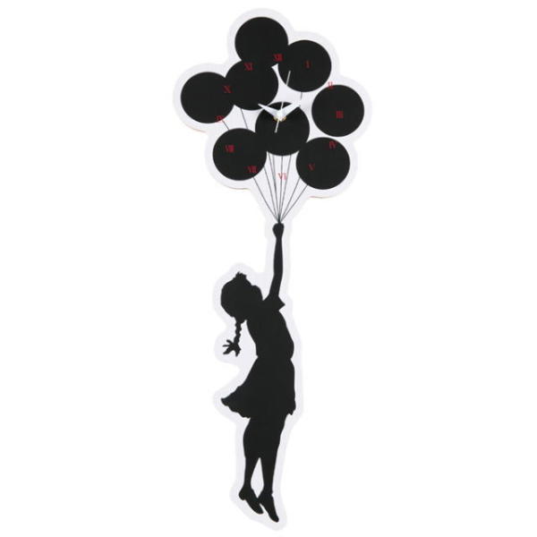 Karimoku WALL CLOCK 'FLYING BALLOONS GIRL' 2nd made by KARIMOKU
