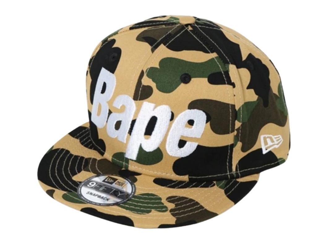 Bape BAPE 1st Camo New Era Snap Back Cap Yellow