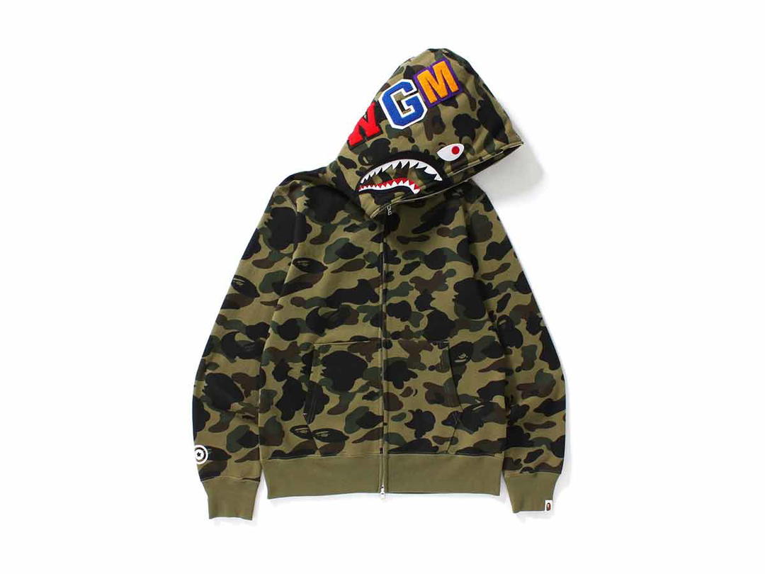 Bape BAPE 1st Camo Shark Full Zip Hoodie Green