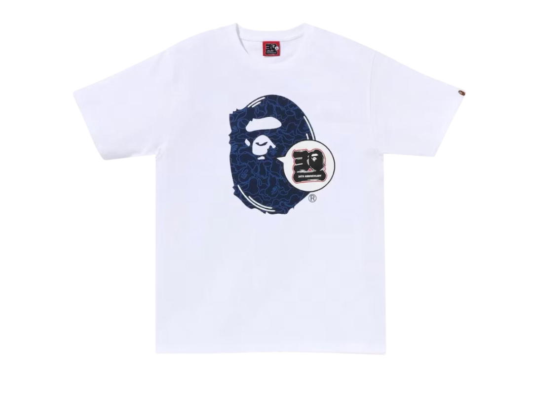 Bape BAPE 30th Anniversary Ape Head Tee White Navy