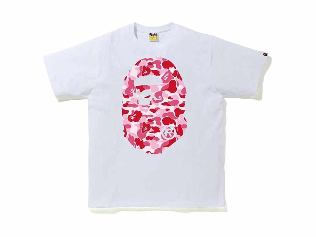 Bape BAPE ABC Camo Big Ape Head Tee White/Pink