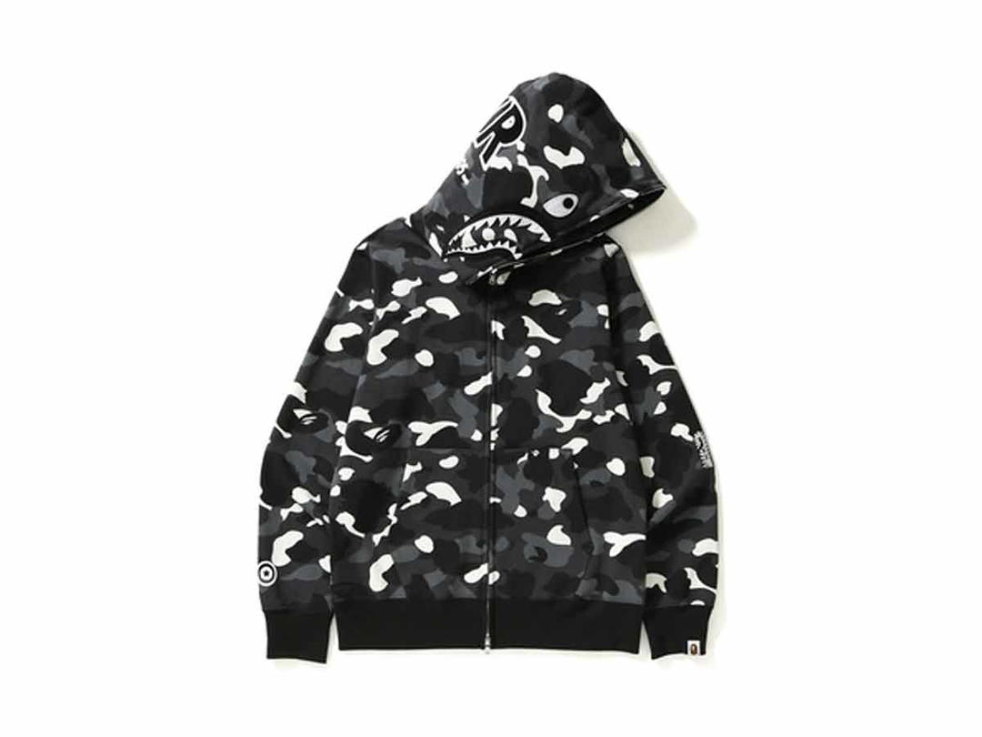 Bape BAPE City Camo Shark Full Zip Hoodie Black