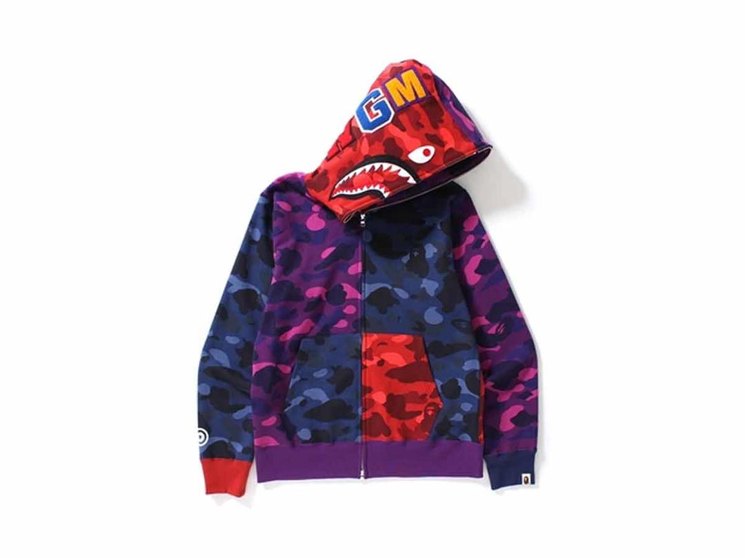 Bape BAPE Color Camo Crazy Shark Full Zip Hoodie Multicolor