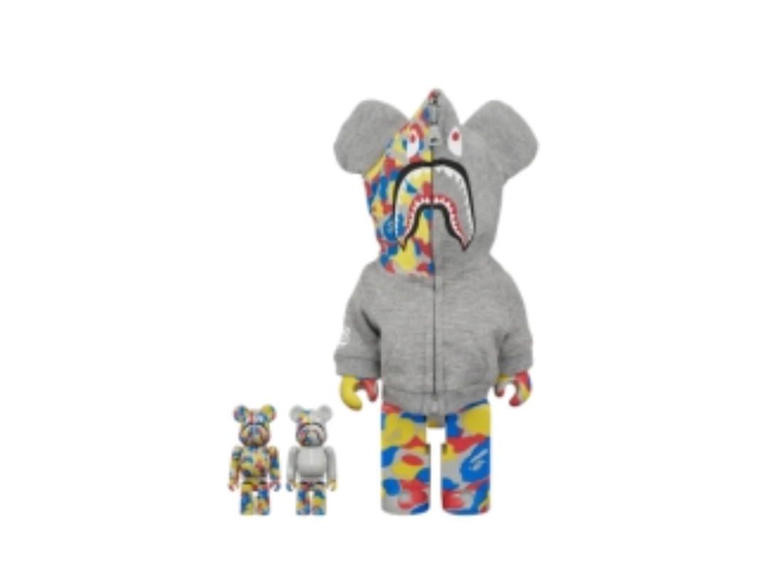 Bape Bape X Medicom Toy Camo Shark MCT 30th Anniv. 100% & 400% 3 Pcs Set