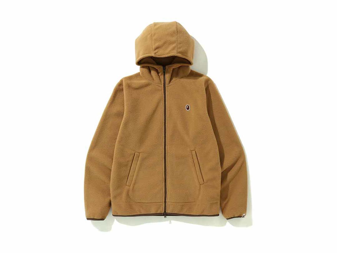 Bape BAPE Fleece One Point Zip Hoodie Beige