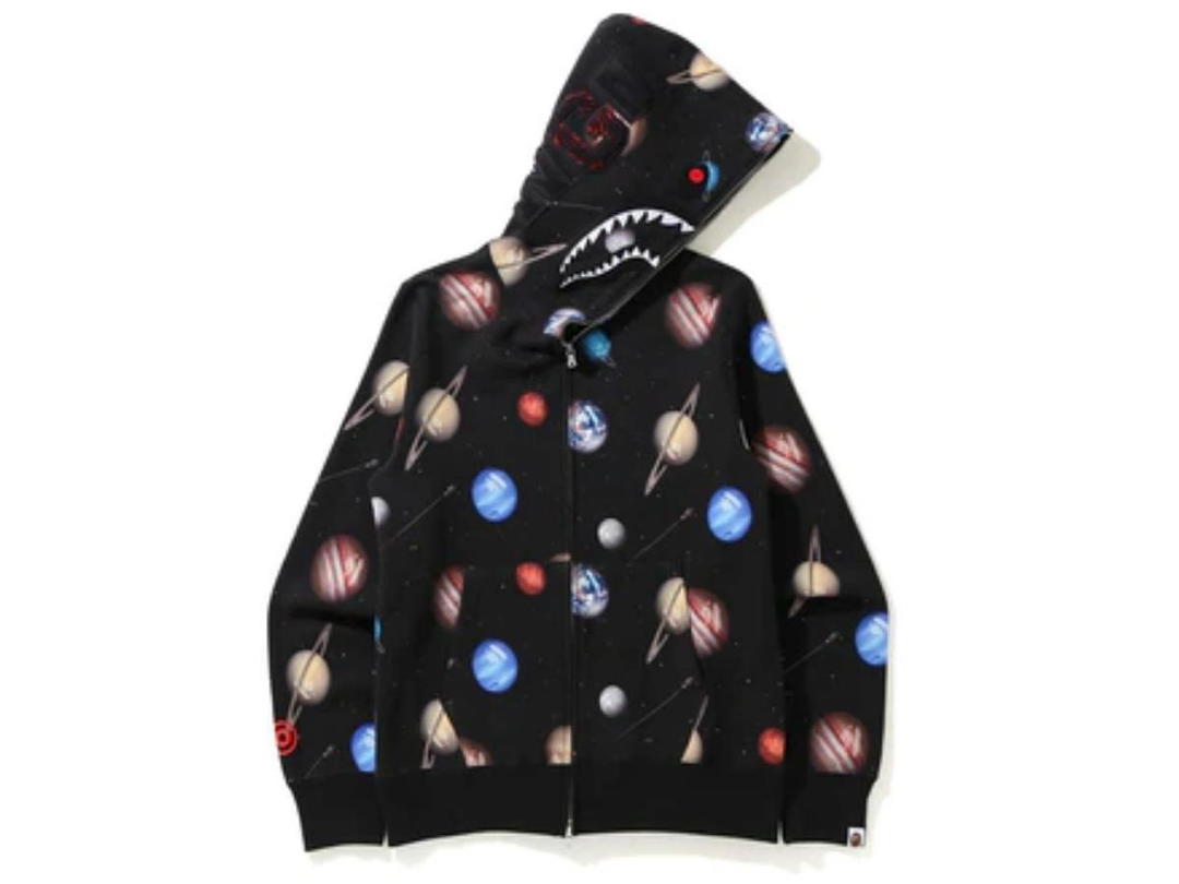 Bape Bape Galaxy Shark Full Zip Hoodie Black