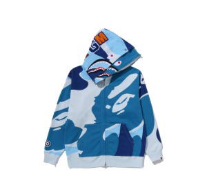 Buy Bape Mega Abc Camo Double Shark Relaxed Fit Full Zip Hoodie Blue at Sasom – Authentic and Ready to Ship