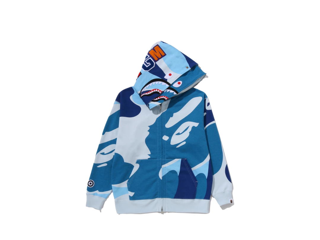 A Bathing Ape A Bathing Ape Mega Abc Camo Double Shark Relaxed Fit Full Zip Hoodie Blue