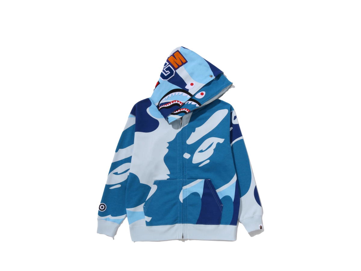 Bape Bape Mega Abc Camo Double Shark Relaxed Fit Full Zip Hoodie Blue