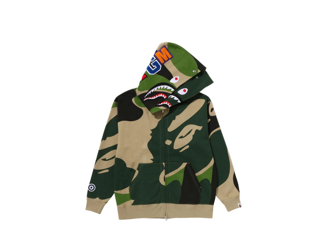 A Bathing Ape A Bathing Ape Mega Abc Camo Double Shark Relaxed Fit Full Zip Hoodie Green