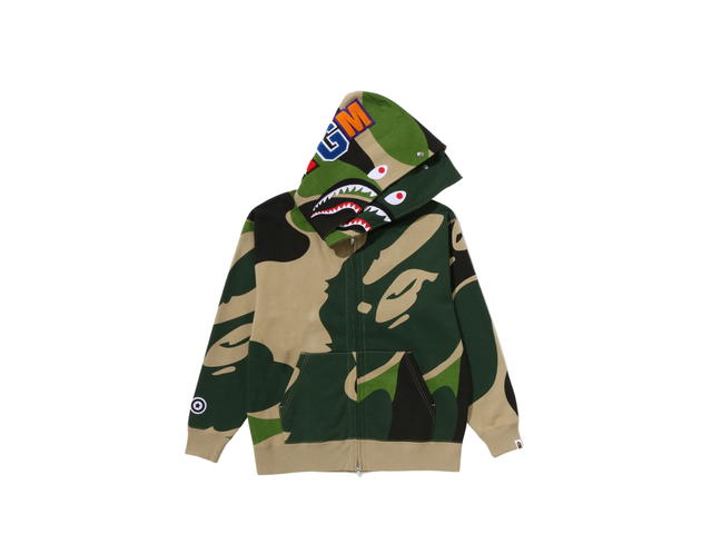 A Bathing Ape A Bathing Ape Mega Abc Camo Double Shark Relaxed Fit Full Zip Hoodie Green - view 1