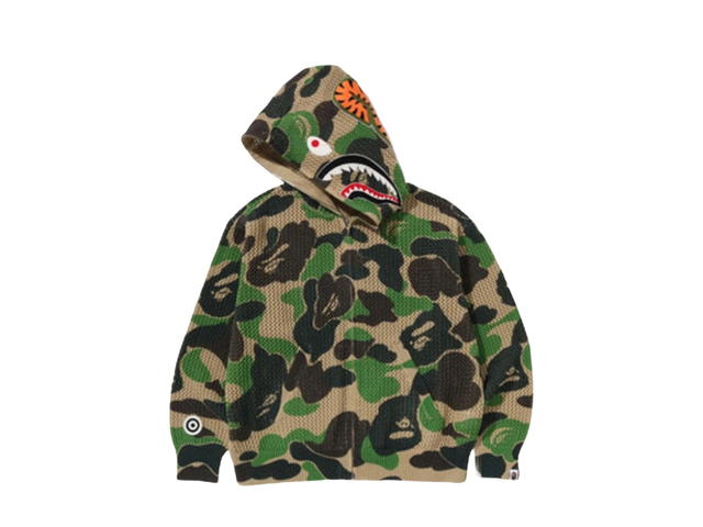Bape Bape ABC Camo Crochet Relaxed Fit Shark Full Zip Hoodie Green - view 2