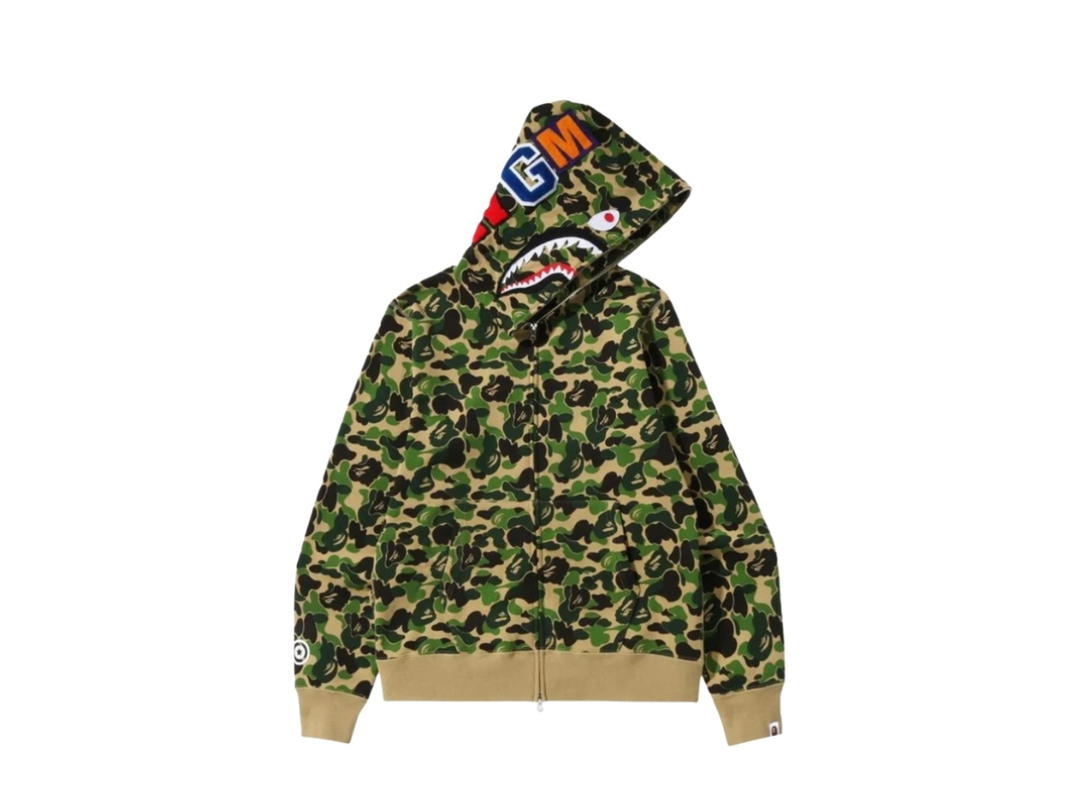 Bape Bape ABC Camo Shark Full Zip Hoodie Green