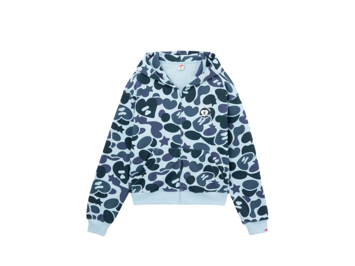 Bape Bape Camo Ap Hooded Zip-up Sweater Blue
