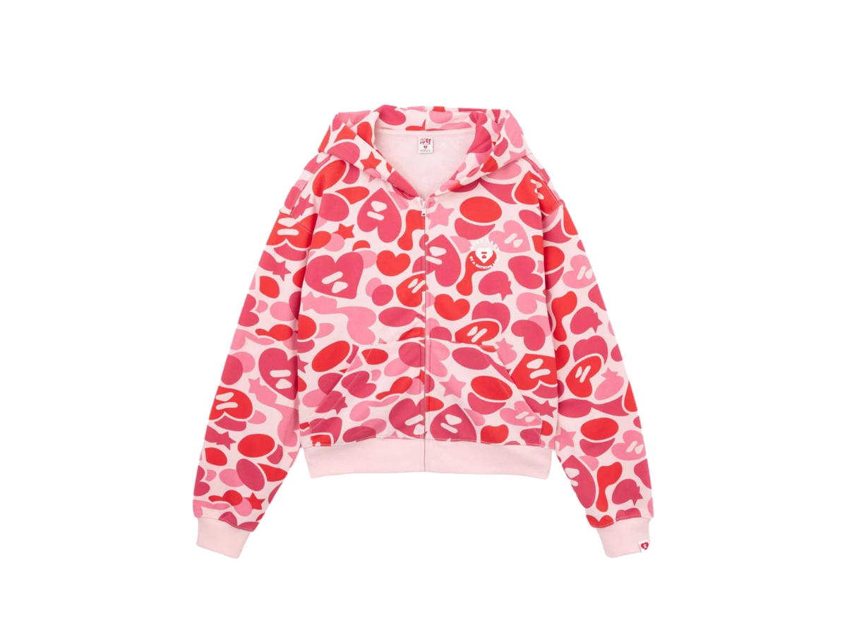 Bape Bape Camo Ap Hooded Zip-up Sweater Pink