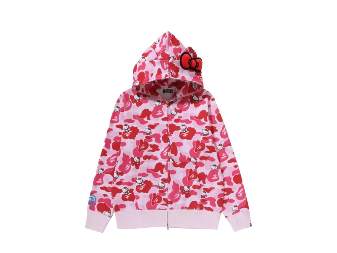 Bape Bape x Sanrio Characters Hello Kitty Camo Full Zip Hoodie Pink (Women's)