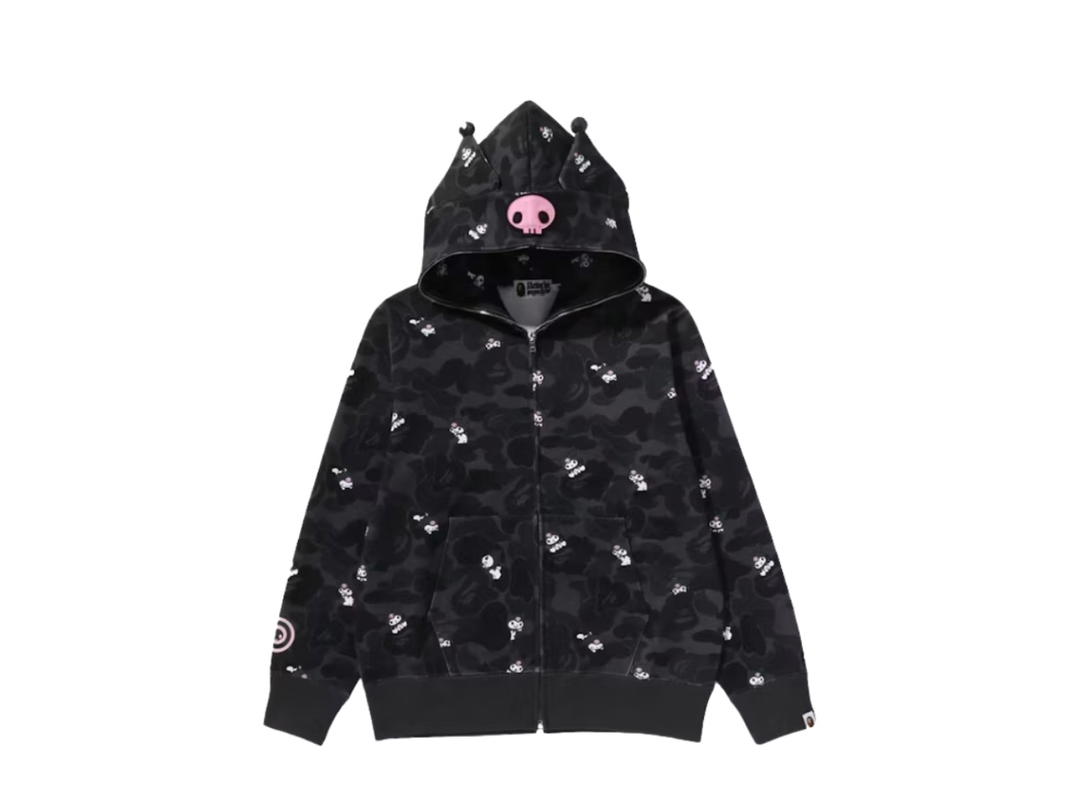 Bape Bape x Sanrio Characters Kuromi Camo Full Zip Hoodie Black (Women's)