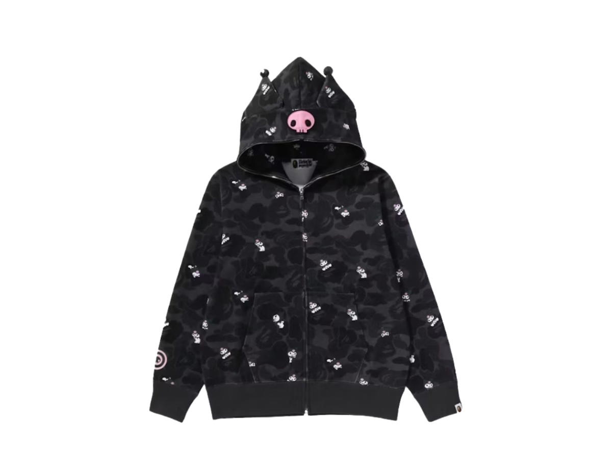 Bape Bape x Sanrio Characters Kuromi Camo Full Zip Hoodie Black (Women's)