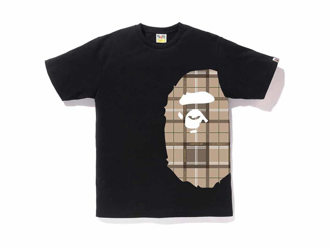 Bape BAPE Logo Check Side Big Ape Head Tee Black/Beige