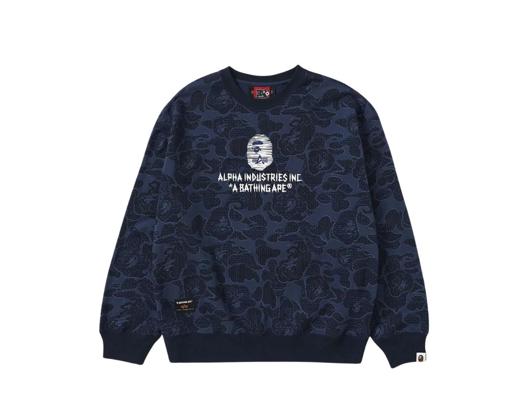Bape Bape x Alpha Industries Crewneck Sweater Navy