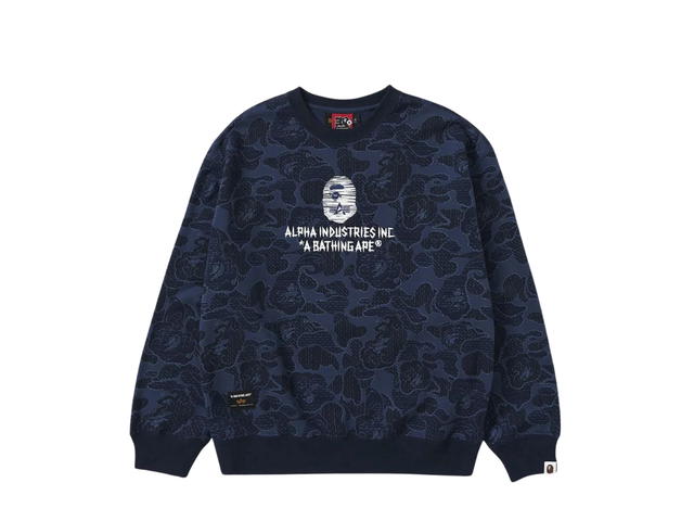 Bape Bape x Alpha Industries Crewneck Sweater Navy - view 1