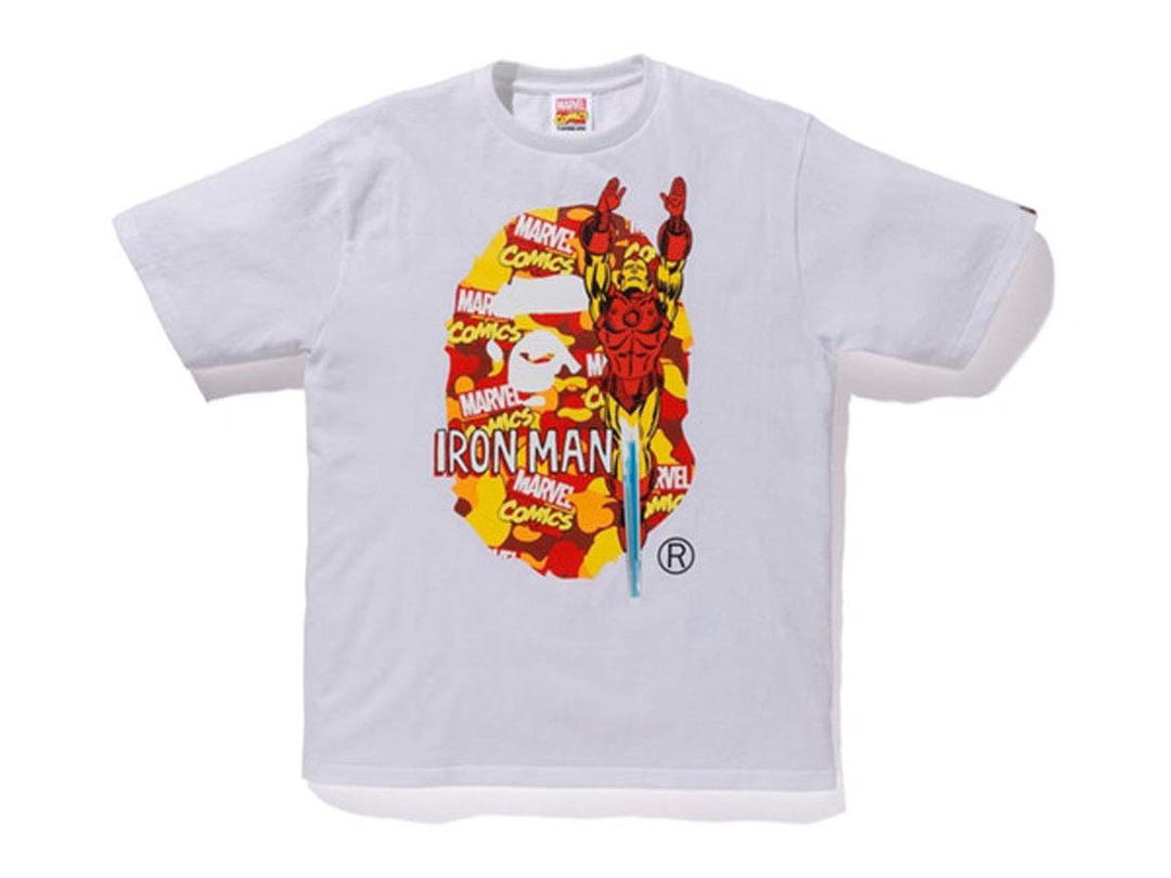 Bape Bape Marvel Camo Iron Man Tee White