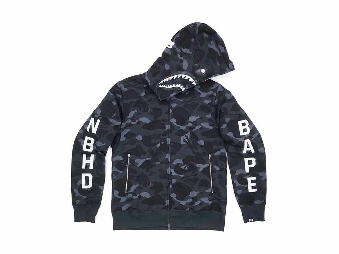 Bape BAPE NBHD Camo Shark Hoodie Black