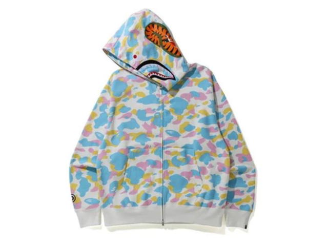 Bape Bape New Multi Camo Shark Relaxed Full Zip Hoodie White - view 2
