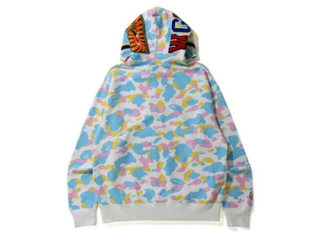Bape Bape New Multi Camo Shark Relaxed Full Zip Hoodie White - view 3