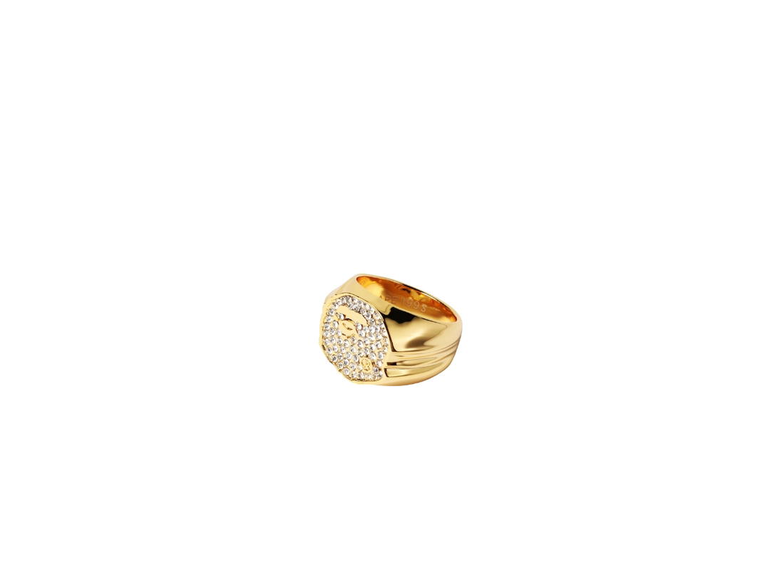 Bape BAPE Rhinestone Ape Head Ring Gold