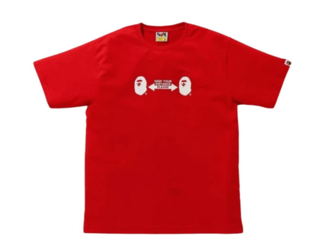 Bape Bape Social Distance Ape Head Tee Red