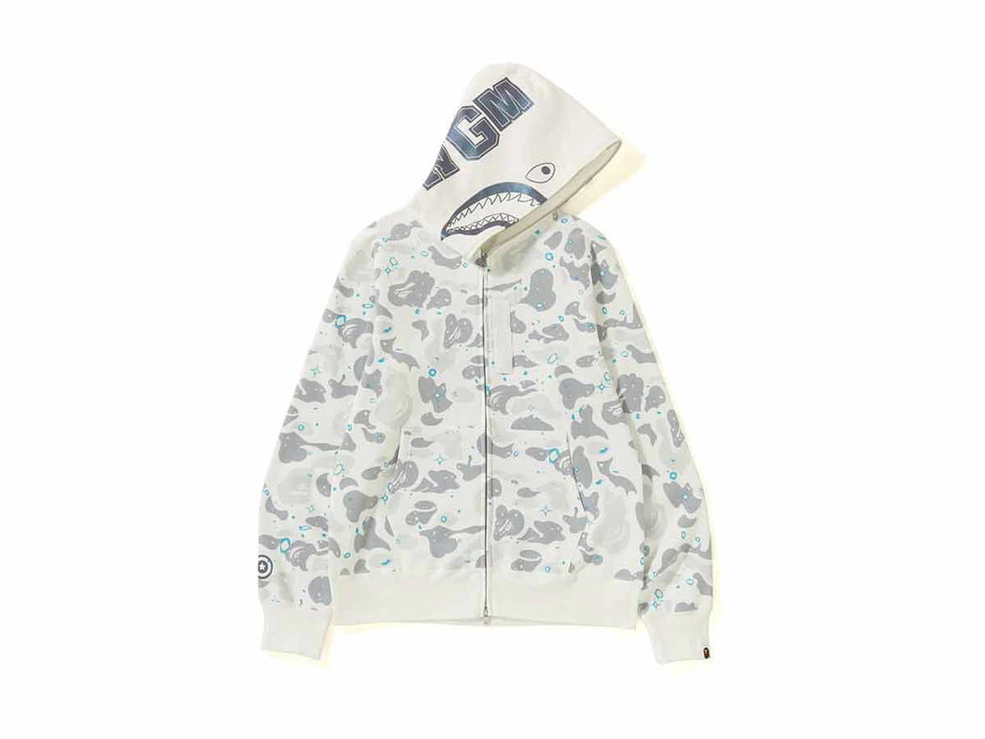 Bape BAPE Space Camo Shark Full Zip Hoodie White
