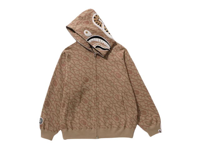 A Bathing Ape BAPE Sport Monogram Shark Hoodie Beige - view 2