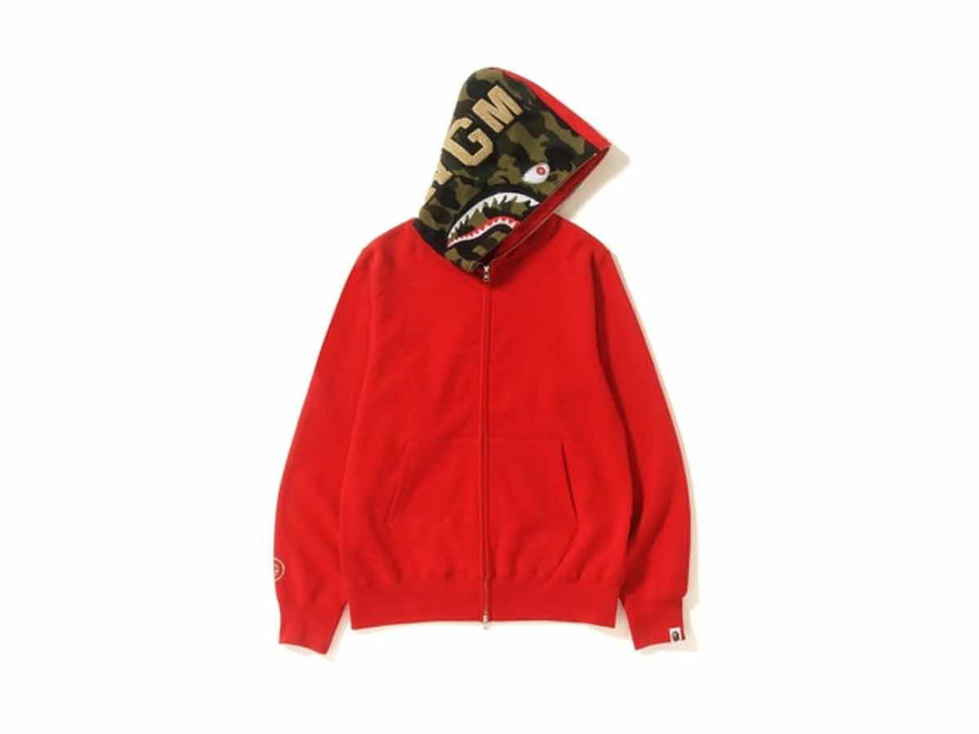 Bape BAPE Swarovski Shark Full Zip Hoodie Red