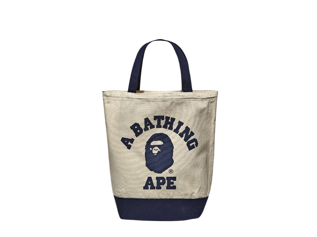 Bape Bape Blue Ape College Canvas Tote Bag Natural