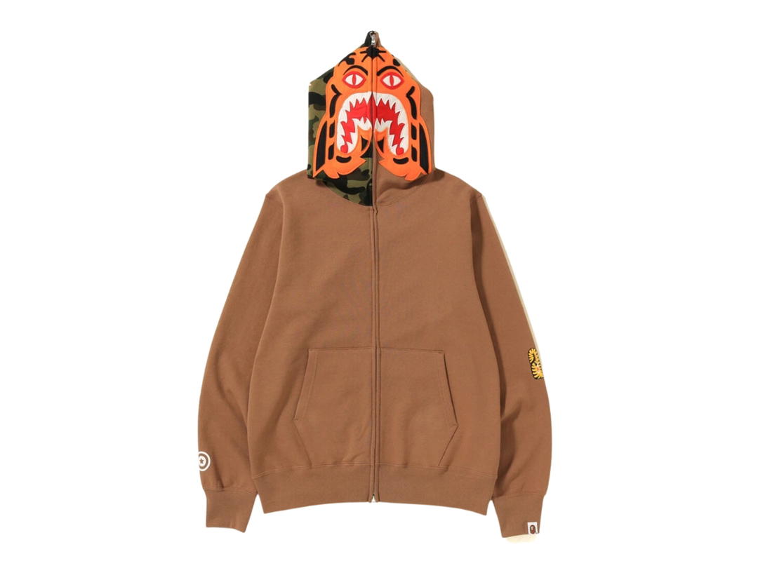 Bape Bape Tiger Funthera Militia Full Zip Hoodie Brown