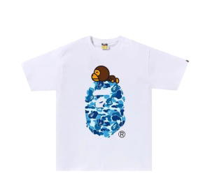 Buy Bape ABC Camo Milo On Big Ape Tee White Blue at Sasom – Authentic and Ready to Ship