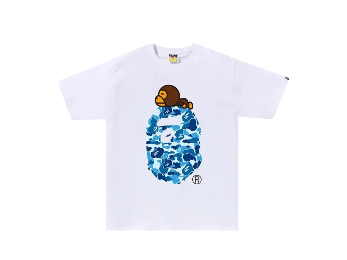 Bape Bape ABC Camo Milo On Big Ape Tee White Blue