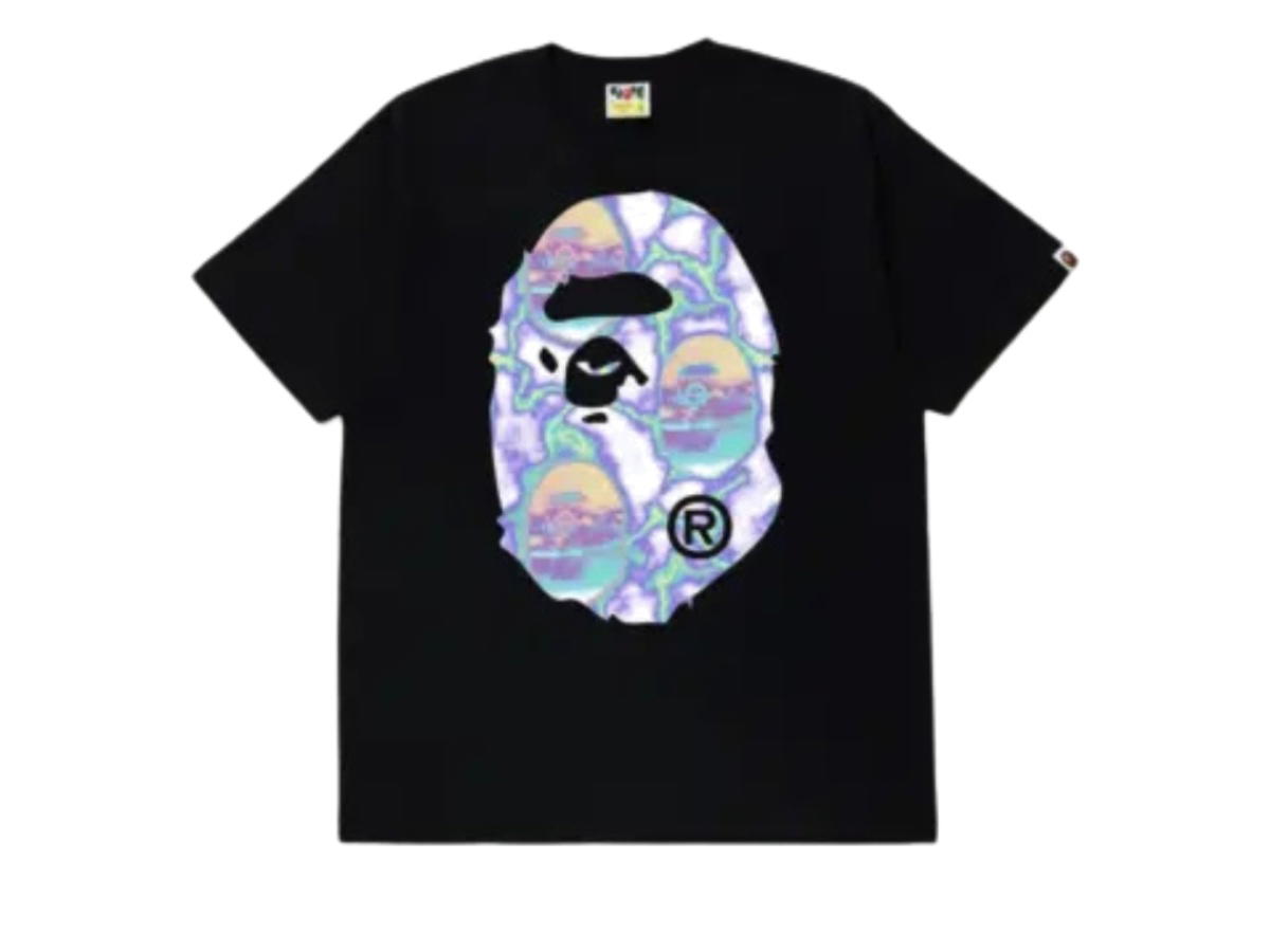 Bape Bape Big Ape Head Purple Lightning Tee Black