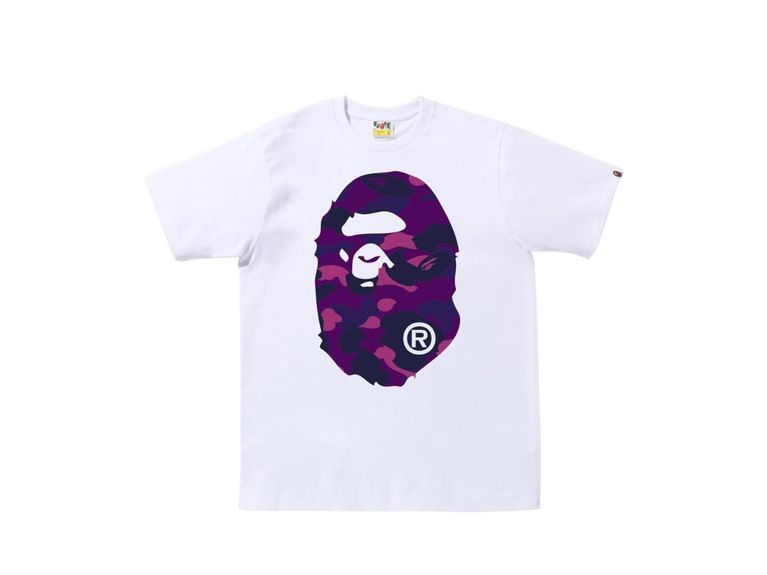 Bape Bape Camo Big Ape Head Tee White Purple