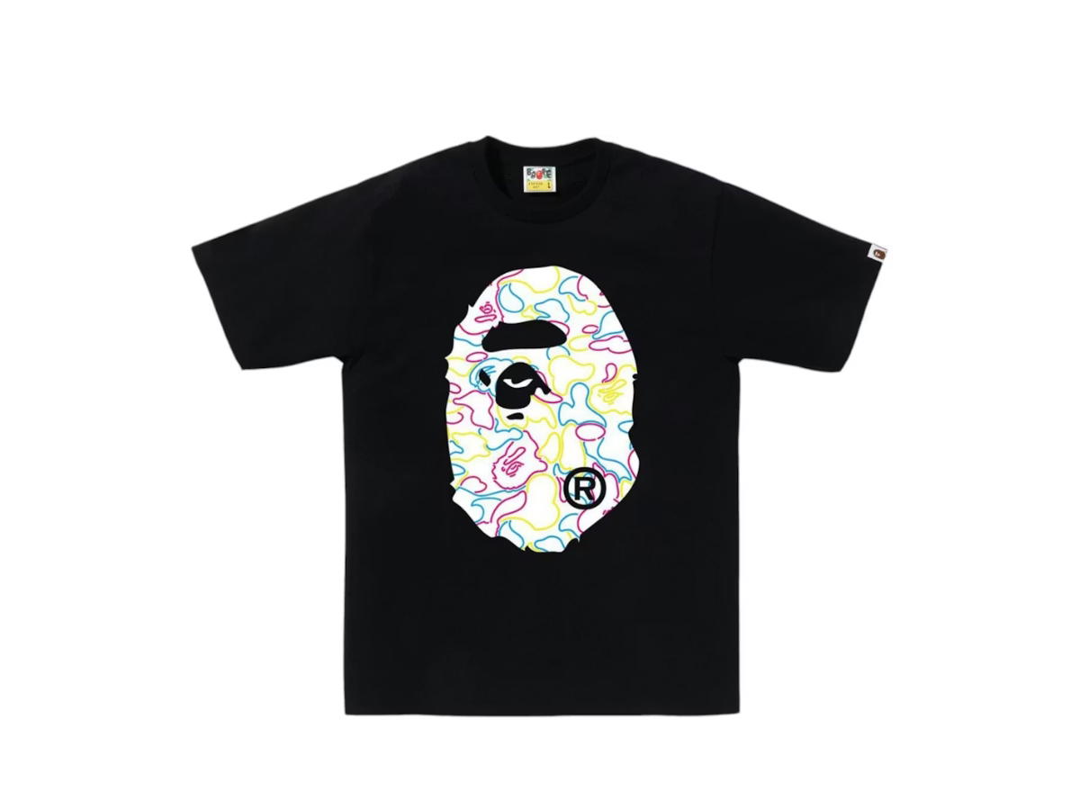 Bape Bape Neon Camo Big Ape Head Tee Black