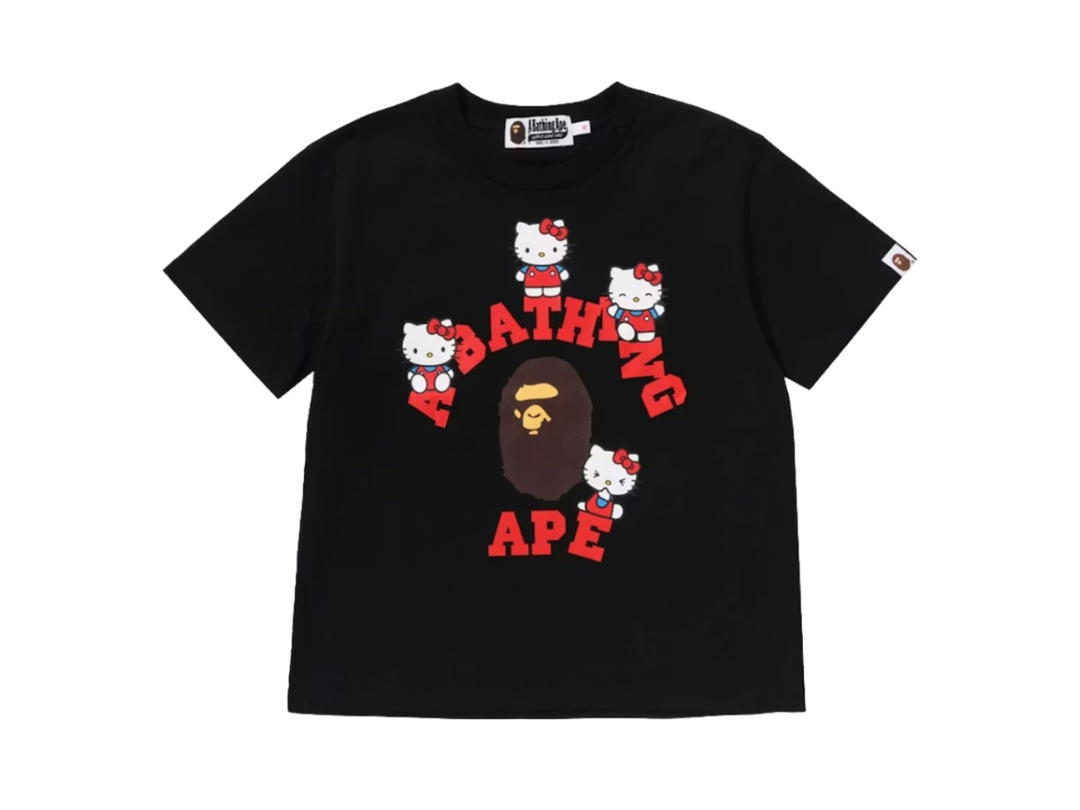 Bape Bape x Sanrio Characters Hello Kitty College Mini Tee Black (Women's)