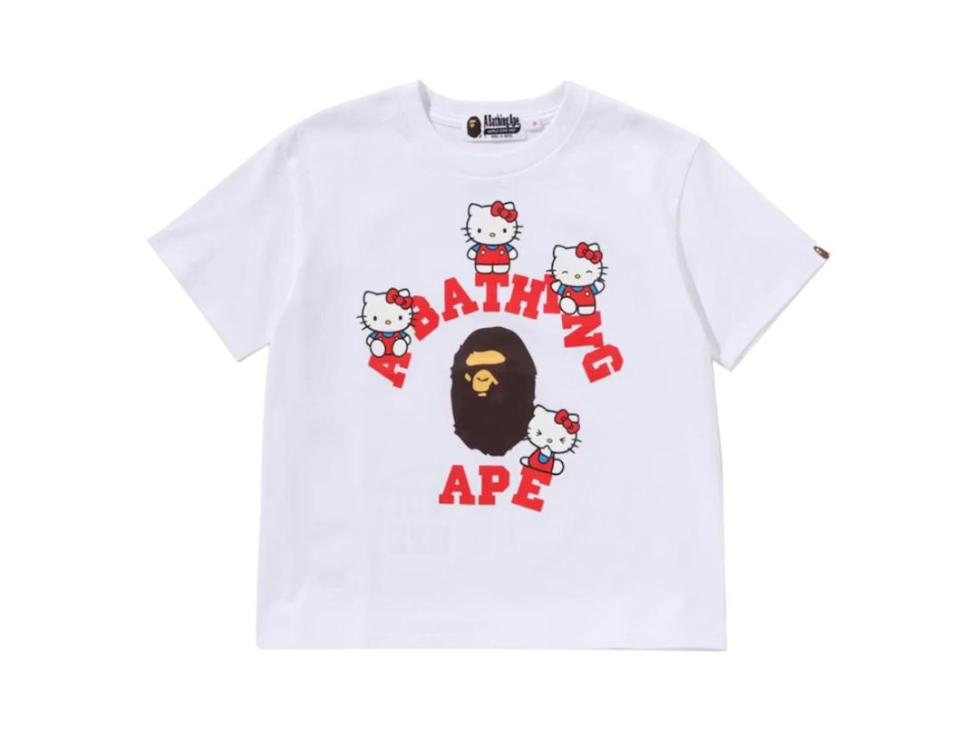 Bape Bape x Sanrio Characters Hello Kitty College Mini Tee White (Women's)