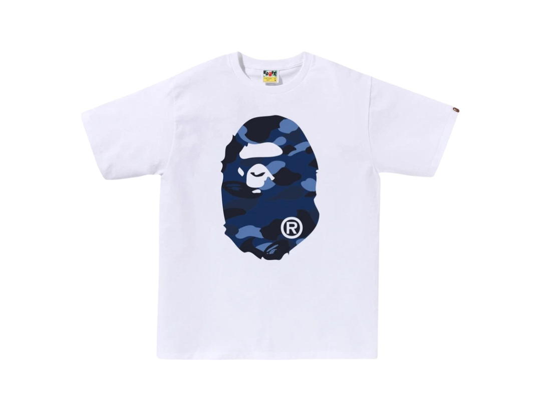 Bape Bape Color Camo Big Ape Head T-Shirt White Navy