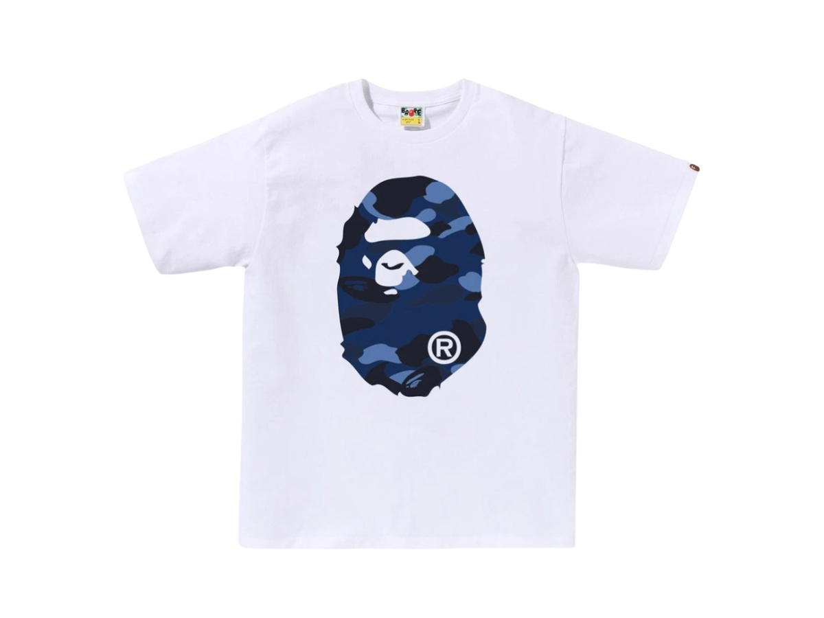 Bape Bape Color Camo Big Ape Head T-Shirt White Navy