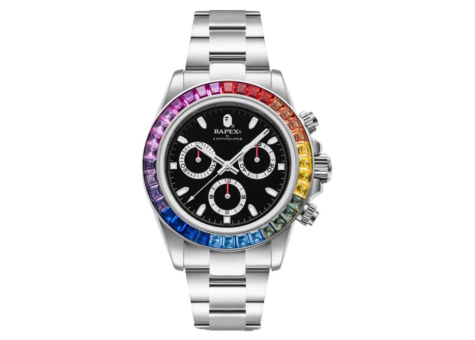 Bape BAPE Type 4 BAPEX Crystal Stone Watch Silver