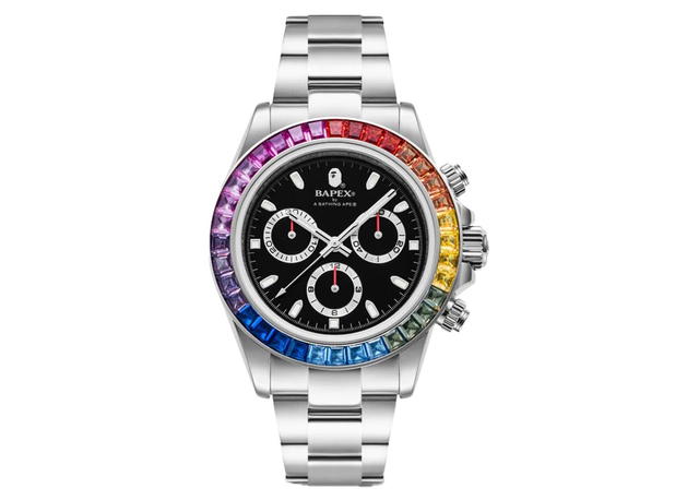 Bape BAPE Type 4 BAPEX Crystal Stone Watch Silver - view 1