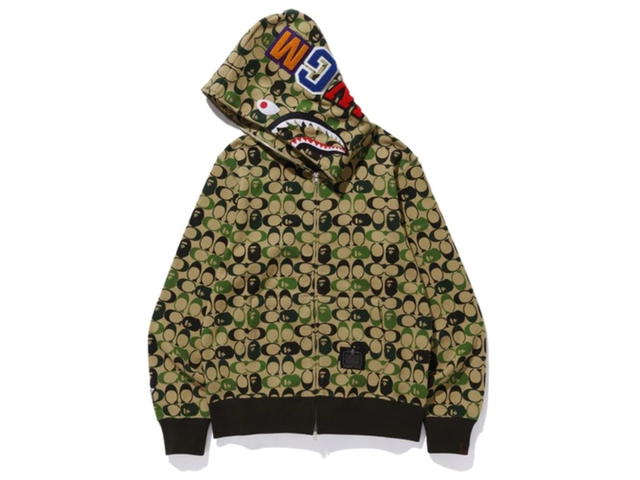 Bape BAPE x Coach Shark Full Zip Hoodie Beige - view 2