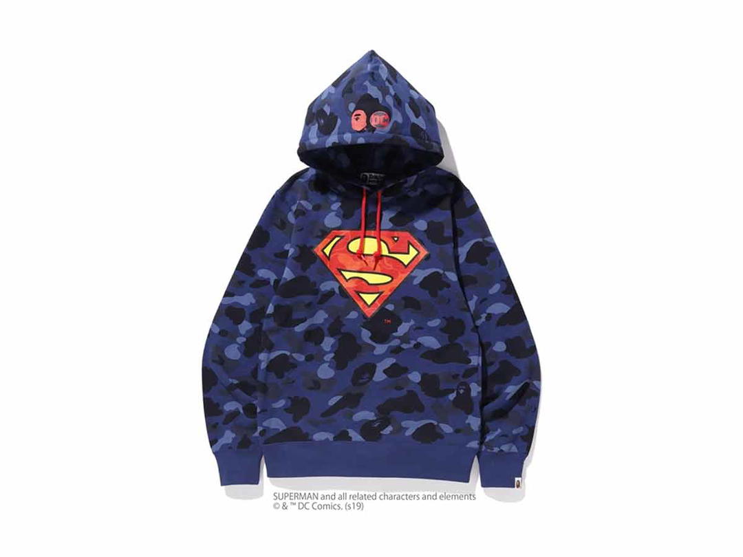 Bape BAPE x DC Superman Color Camo Pullover Hoodie Navy